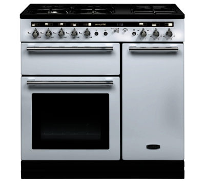 RANGEMASTER  Hi-Lite 90 Dual Fuel Range Cooker - White & Chrome